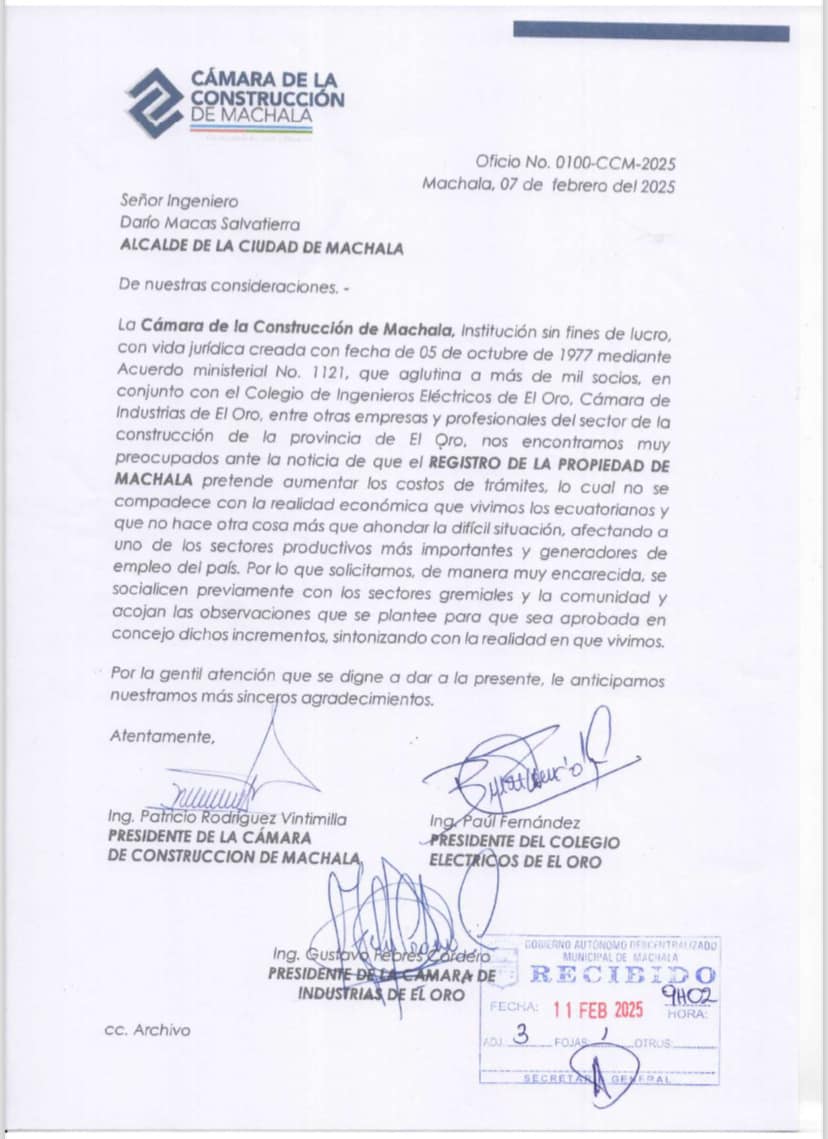 Con respecto a los futuros costos de alza en los trámites en el Registro de la&nbsp;Propiedad