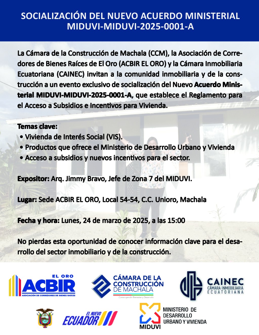 SOCIALIZACIÓN DEL NUEVO ACUERDO MINISTERIAL MIDUVI-MIDUVI-2025-0001-A