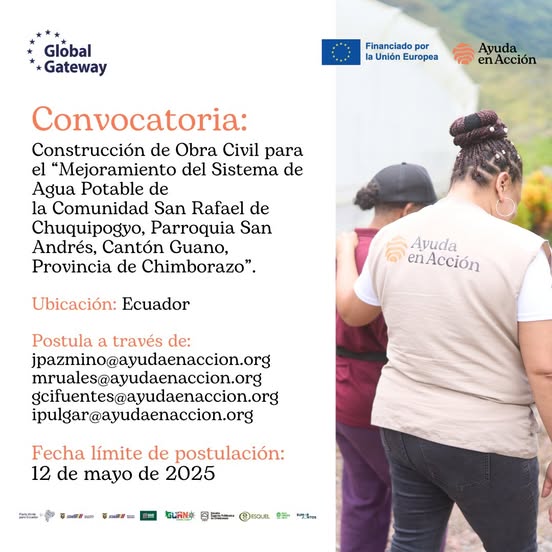 Convocatoria para Obras de Mejoramiento de Agua Potable en Chimborazo: Oportunidad para Proveedores de&nbsp;Construcción