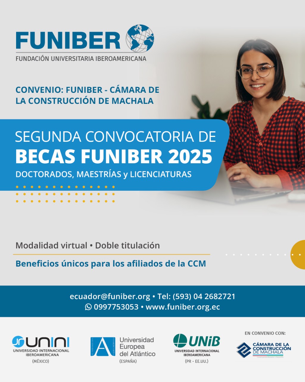 SEGUNDA CONVOCATORIA DE BECAS FUNIBER 2025 Beneficios exclusivos para afiliados de la Cámara de la Construcción de&nbsp;Machala
